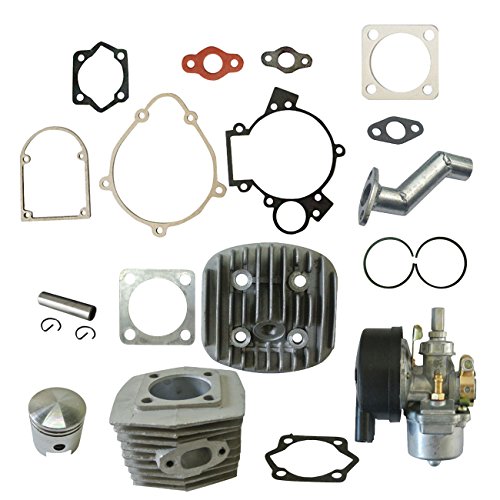 47mm(1.85in) Cylinder Head Piston with Carburetor Kit for 66cc 80cc 2 Stroke Engine Motorized Bicycle Bike Motor