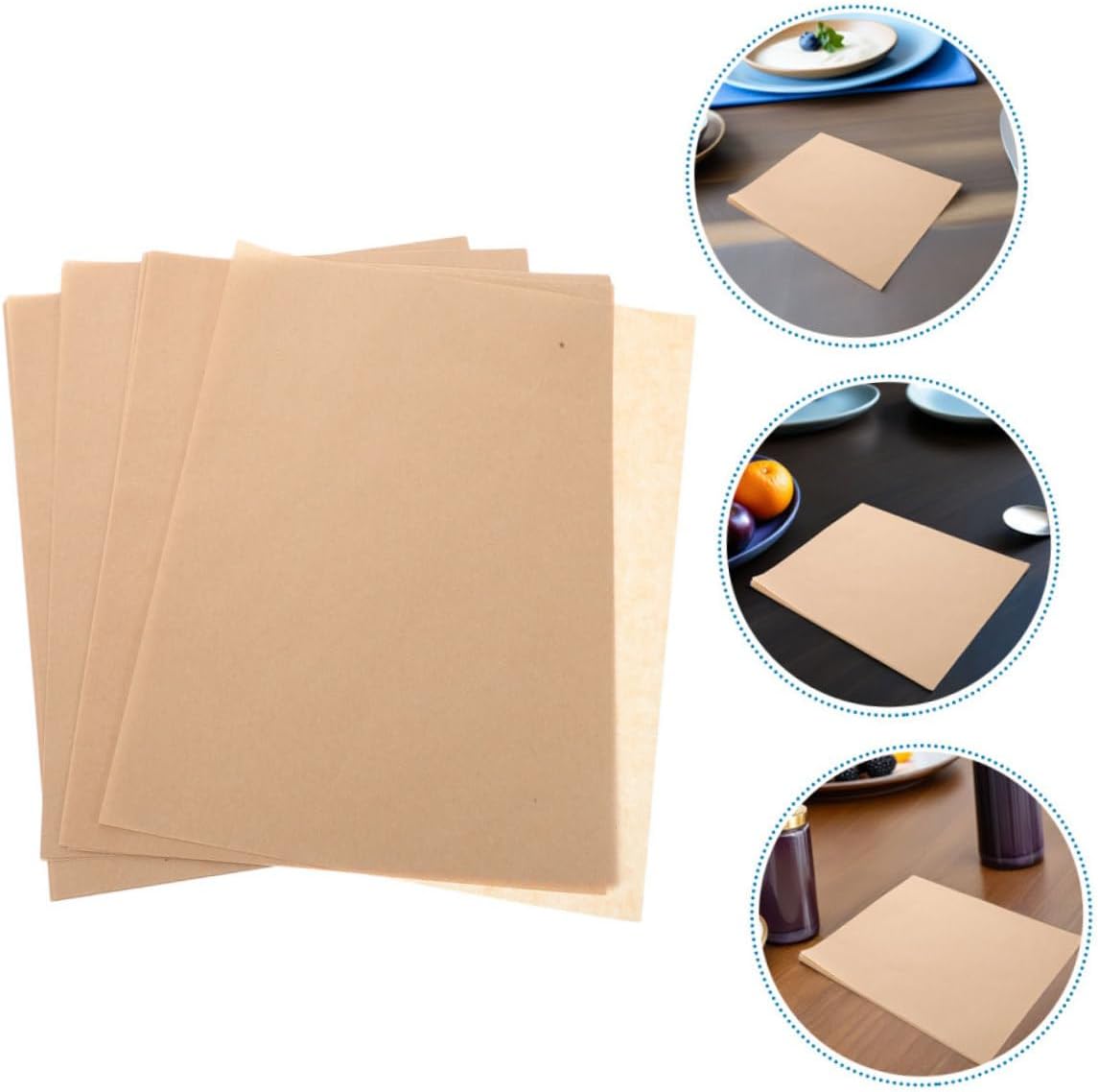 SAFIGLE Greaseproof Baking Parchment Paper Sheets 20x25cm Oil-absorbing Liner for Fried Food Pizza Snacks 500pcs Natural Wood Color
