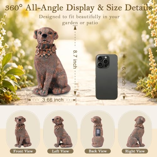 Couronne dorée et chien solaire objet déco rustique pour extérieur