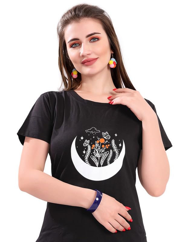 Image of Printed Knee Length Pocket Night Dresses for Women | Cat Lovers | Premium Soft Cotton Nighty | Sky Blue