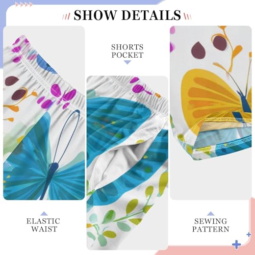 Colorful Butterfly Boys Long Pants Soft Trousers Elastic Waist Kids Lounge Bottoms with Pockets S-XL4