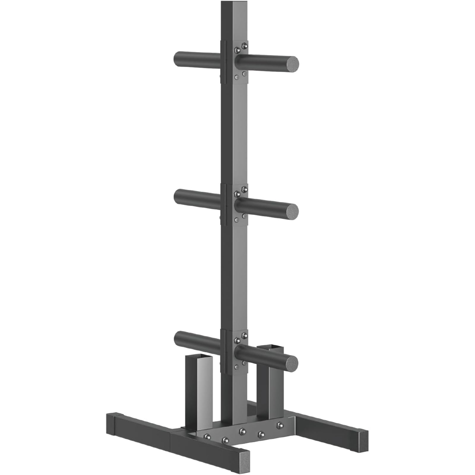 Soporte olímpico para discos de peso, 6 clavijas y 2 barras para almacenamiento de placas de parachoques, árbol de discos de peso olímpico, estante resistente para placas de parachoques con capacidad