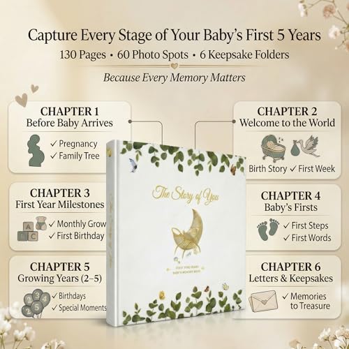 Baby Memory Book Keepsake – First 5 Years (Pregnancy to Age 5) | Gender Neutral Baby Book for Boy or Girl | Milestone Journal & Photo Album for New Parents - Image 10