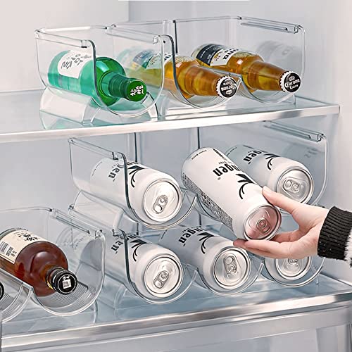 URbazaar Refrigerator Wine and Water Bottle Holder, 2 Pack Stackable Plastic Wine Rack Storage Organizer for Fridge, Cabinet, Pantry, Kitchen Countertops, Clear (D)