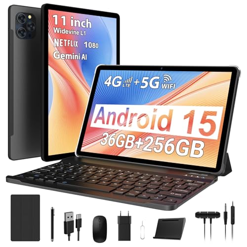 WISDTECHO Tablet 11 Pollici Android 15 con Dual SIM 4G LTE + 5G WiFi, 36GB RAM + 256GB ROM (2TB TF),...