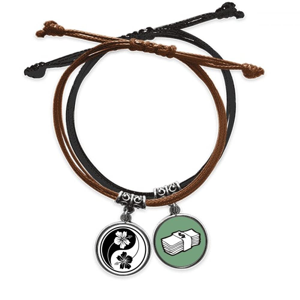 Pulsera de cuero Yin Yang ajustable y resistente para diario 3