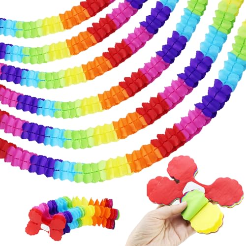 QWORK® 6 Pièces Guirlande colorée en Papier, guirlandes de fête suspendues, Ensemble de guirlandes en Papier, pour décorations d'anniversaires, de...