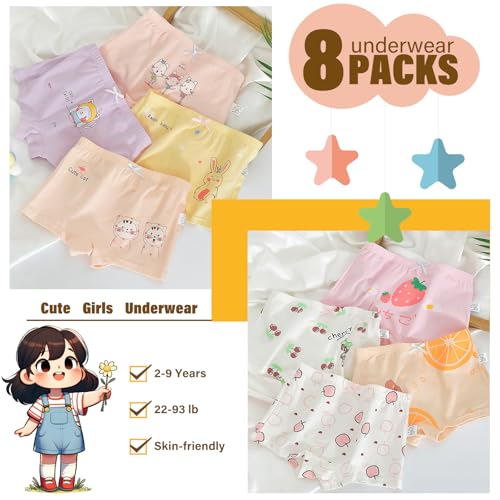 Little Girls Underwear Soft Breathable Cotton Panties with 8 Packs Toddler Panties Boyshorts 2-10 Years4