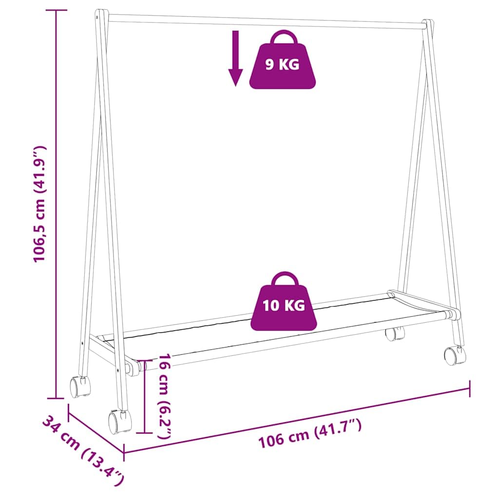 Kleiderständer mit Ablagen und Rollen Bambus 106x34x106,5 cm freistehend zusammenklappbar mit Haken platzsparend stabil für Schlafzimmer Flur und Wohnzimmer