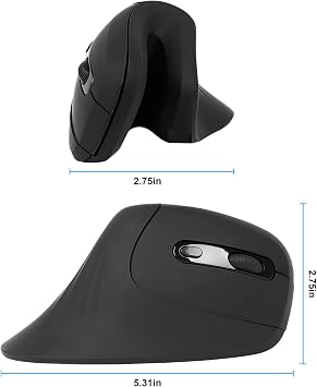 Ergonomic Right-Handed Vertical Wireless Mouse - Silent 2.4G Optical Mouse with 800/1200/1600 DPI - Wrist Pain Relief, Ideal for Office, Laptop, Desktop, PC, MacBook