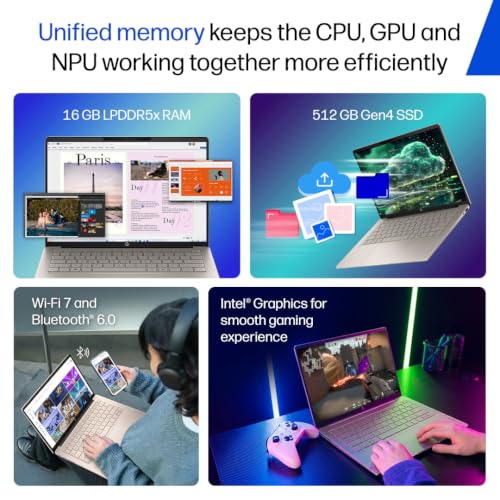 Image of HP OmniBook 5 OLED ● Intel Core Ultra 5 322 ● 45 TOPS● (16GB LPDDR5x,512GB SSD) ●2K 14'' /35.6cm ● Win11 ● Office24 ● Sahara Silver●1.3kg ●hh0099TU ●mini GaN Charger● Upto 29hrs battery life ●AI Laptop