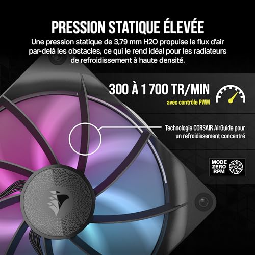 Corsair iCUE Link RX140 RGB 140mm Ventilateur PWM - Palier à Dôme Magnétique - Ventilateur Simple - Noir
