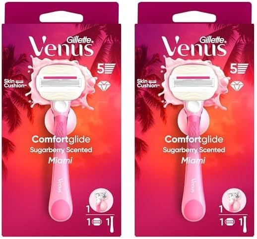 Gillette Venus ComfortGlide Sugarberry Kokulu Miami Kadın 5 Bıçaklı Tıraş Makinesi 2li paket