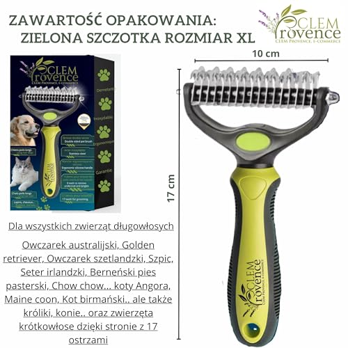 Szczotka dla Psa i Kota Długowłosego - Dwustronne Zgrzebło do Usuwania Sierści i Kołtunów | Profesjonalny Trymer do Pielęgnacji w Domu od CLEM Provence