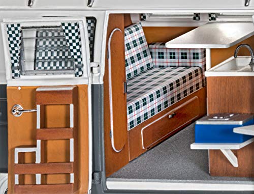 Revell 07674 Volkswagen VW T1 Bulli Camper, Campingbus zum Selberbauen 1:24, 18 cm originalgetreuer Modellbausatz für Experten, unlackiert