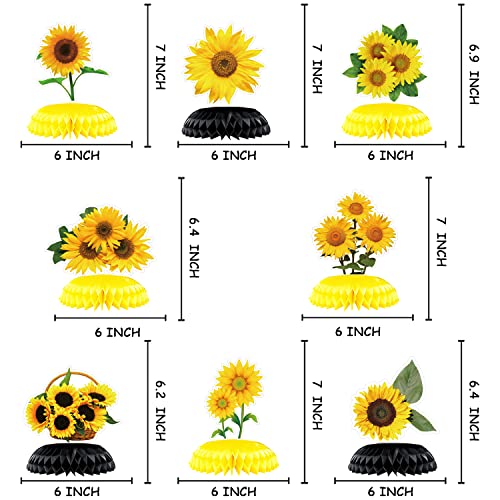 8Pcs Sunflower Honeycomb Centerpieces Sunflower Honeycomb Table Decorations Topper Yellow Bright Sunflower Party Decor For Birthday Bridal Shower Wedding Baby Shower Party Supplies #TOP3