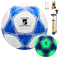 Idota Sport Fußball Größe 5 Fußball Leuchten im Dunkeln für Nacht Spiele Wasserbeständig LED Leuchtfußball für Regelmäßiges Spiel und Training, Komplettset mit Pumpe