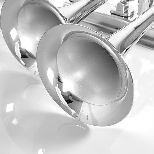 Miniatura 9 de Bocina de tren para camión, bocinas de aire cromadas grandes de 12 V/24 V, 150 DB, 3 trompetas ruidosas para coche, tren, barco 3 trompeta,3