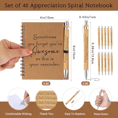 Carnet à spirale avec stylos rétractables en bambou bloc-notes de bureau - 2