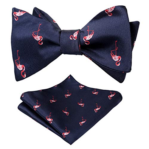 Image of Alizeal Mens 2pcs Solid Self-tied Bow Tie Set | Alizeal Mens 2pcs Self-tied Solid /Animal Bow Tie and Pocket Square Set Perfect for Wedding Business Formal Events