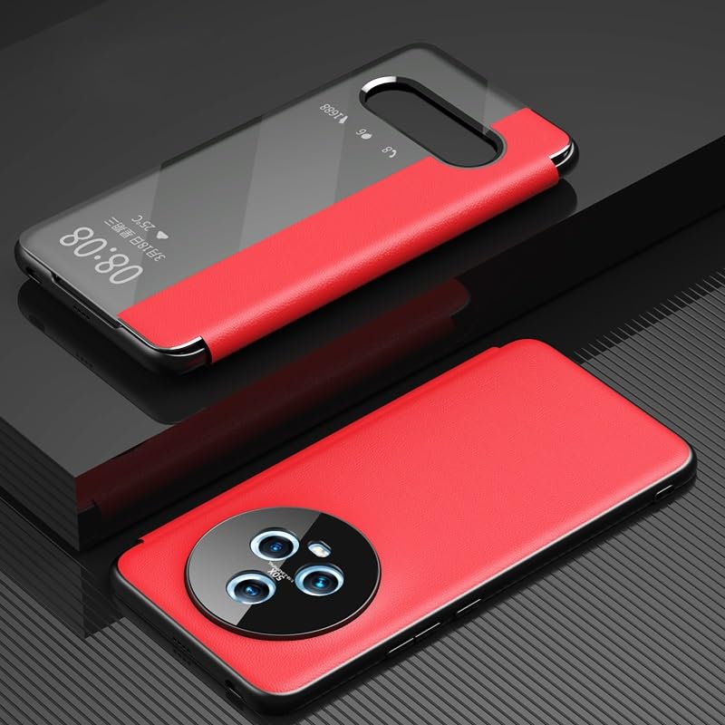 Coque Huawei Honor Magic 5 avec fenêtre intelligente transparente étui rabat miroir antichoc