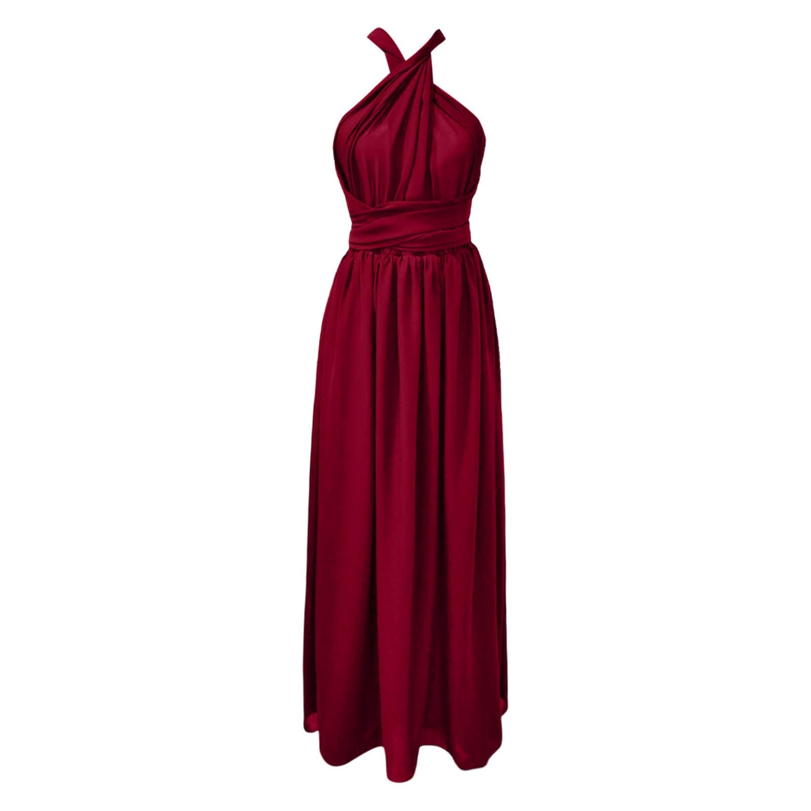 Sommerkleid Damen Neckholder Kleid Sommerkleider Midi Strandkleid Schwarz Hochzeitsgast Boho Weiß Midikleid Elegant Viskose Maxikleid Jerseykleid Sommer Knielang Baumwolle Kleider Lang Kurz Wein One S
