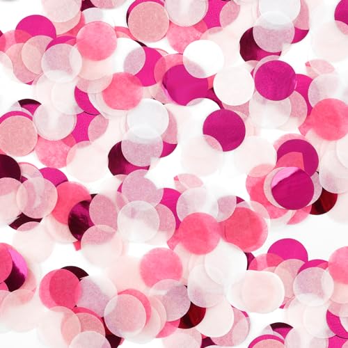 Biodegradable Wedding & Engagement Confetti - Red & Multicolour Bright Pink, White & Light Pink Round Confetti Cannon