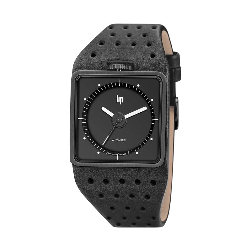 Lip Big TV Titan montre automatique homme cuir noir étanche 671659