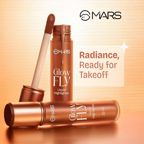 Image of MARS Glow Fly Liquid Highlighter (10 ml) (01-WINGED ROSE) | Enriched With Sunflower Seed Oil | Radiant Glow | No Chunky Particles | Light-Weight & Long-Lasting | Ultra Blendable Formula (Pack of 3)