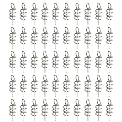 Efficient Leurre Spring Pins 50 Pack pour Appât Souple Pêche avec Manivelle Crochet Acier