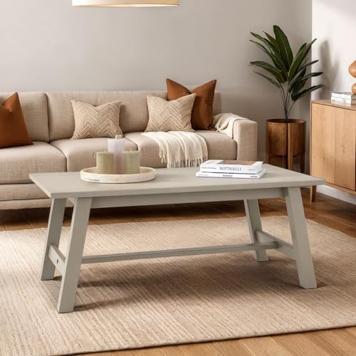 IDIMEX Table Basse LUZERNA rectangulaire pour Salon en Bois Massif Gris, 110 x 45 cm, Design Moderne Minimaliste, Pieds en Bois