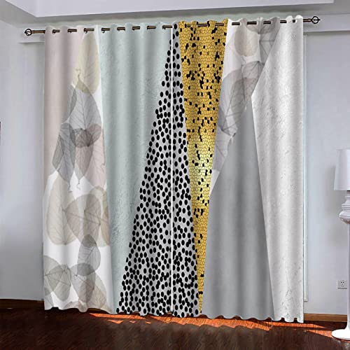 BIURKA Lot De 2 Rideau Thermique Isolant Anti Froid - Rideaux Chambre pour Adulte Et Enfant, 3D Imprimé À Pois Géométriques Motif Rideaux À Oeillets,...