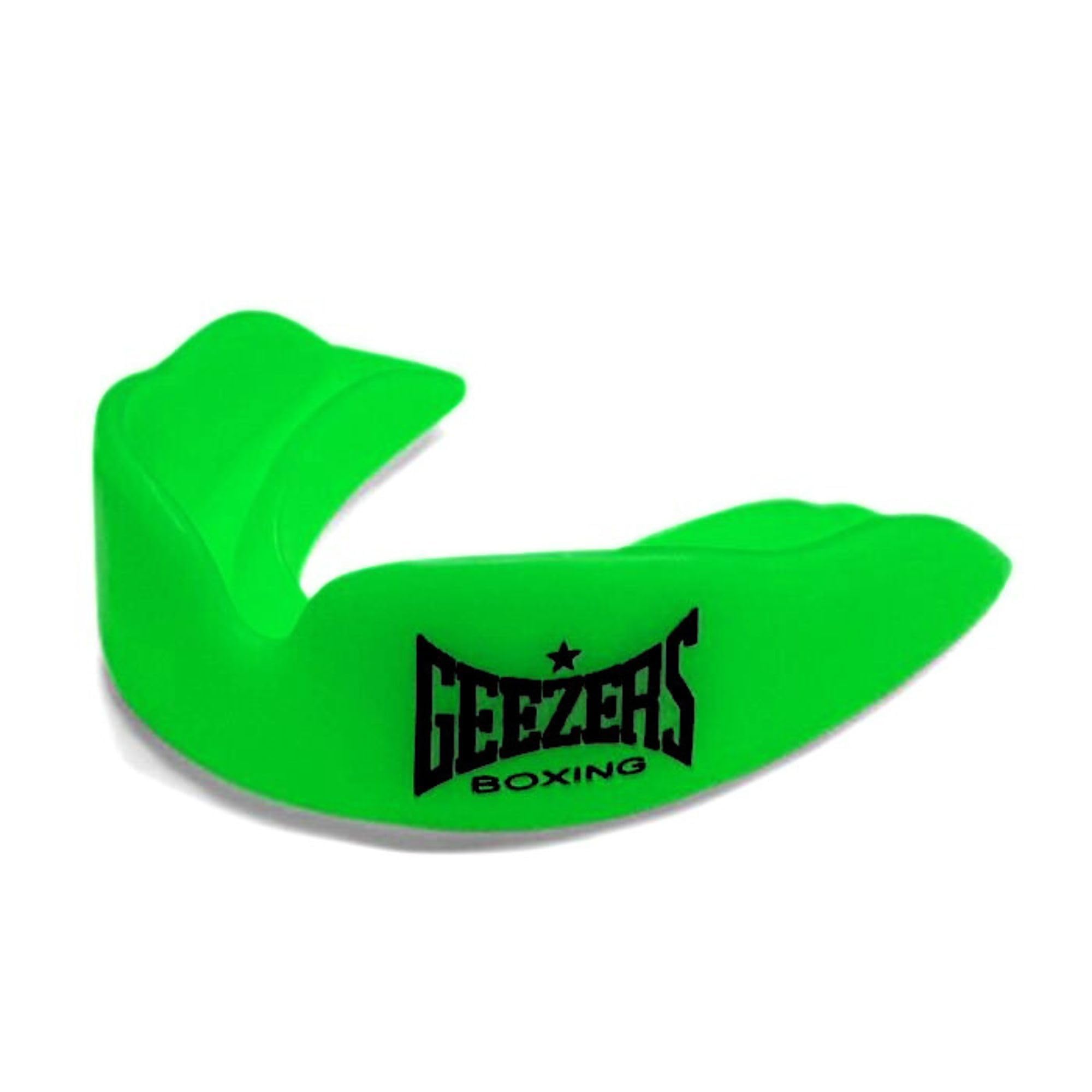 Geezers BB1 Custom Fit Mouthguard – Boil-and-Bite Design, Junior & Senior Sizes with Case, for Boxing, MMA, Rugby, Martial Arts, Judo, Karate, Hockey and All Contact Sports (Lime Green, SNR)