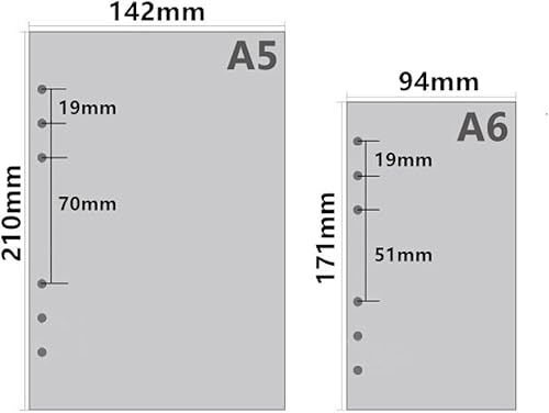 Miniatura 9 de Recambio de planificador A5, insertos de planificador A5, repuesto de carpeta de 6 anillas, papel negro para carpeta recargable Filofax, todo en