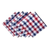 DII 100% Cotton, Oversized Basic Everyday 20x20 Napkin Set of 6, Red, White & Blue Check