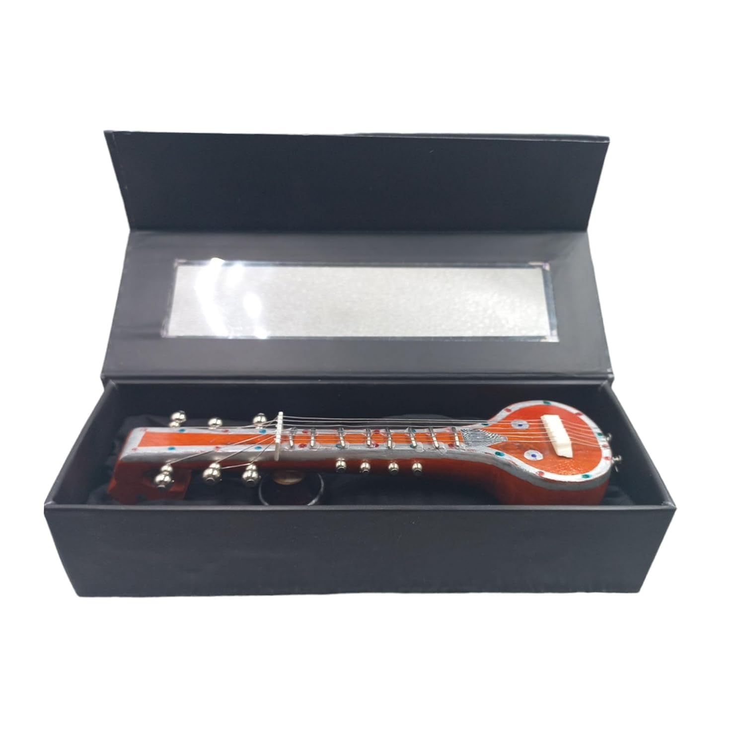 India Meets India - Handicraft Miniature/Showpiece - Veena/Tanpura- Tabletop Showpiece Gift for Music Lovers in Decorative Gift Box- by Awarded Indian Artisan - 7.5