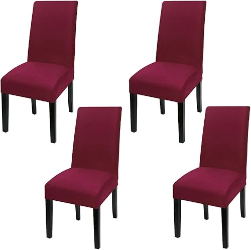 Fuloon - Juego de 6 fundas protectoras para sillas de comedor, elásticas, removibles, lavables, cortas, para hoteles, comedores, ceremonias,