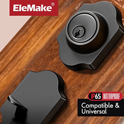 Elemake Front Door Handle Set - Double Front Door Entry Handleset With Deadbolt Lock, Keyed Entry Handle And Dummy Lock Set, Black Orb Matte Plating All Zinc Alloy Reversible Door Lever Set #TOP2