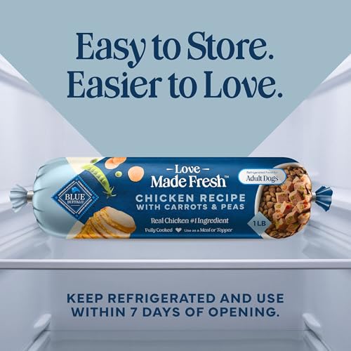 Image of Blue Buffalo Love Made Fresh Natural Adult Dog Food, Refrigerated, Chicken with Carrots and Peas, Fresh Dog Food, Ready-to-Serve, 1-lb Roll