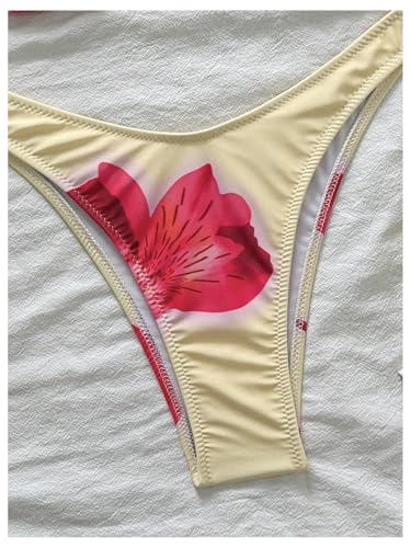 SOLY HUX Floral Print Bikini Sets for Women Halter Triangle High Cut Bathing Suit Two Piece Swimsuit4
