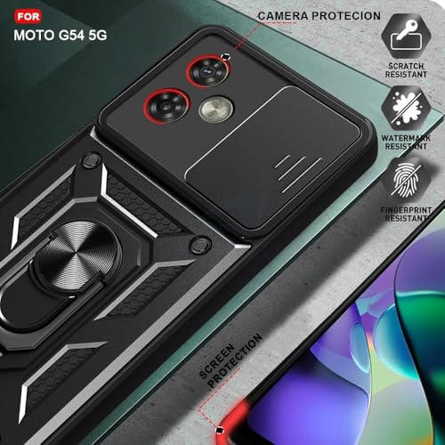 Image of AIBEX Back Cover for Motorola G54 5G / Motorola G64 5G | D10 Tough Armor Case | Sliding Camera Shield | 360 Protection | Kickstand Ring Holder | Military-Grade Shockproof Bumper Case
