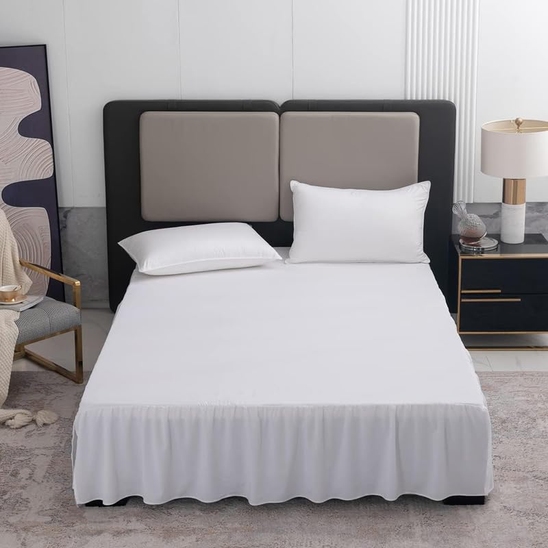 Bedline Ruffle bedskirt Three Sided Coverage Shrinkage and Fade Resistant Dust Ruffle bedskirt with Platform, 18 Inch Drop King Bed 78x72 Inch | White-image-49
