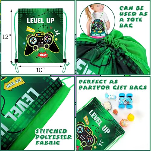 image for WILLBOND 16 Pieces Video Game Drawstring Bags 12 x 10 Inch Video Game 