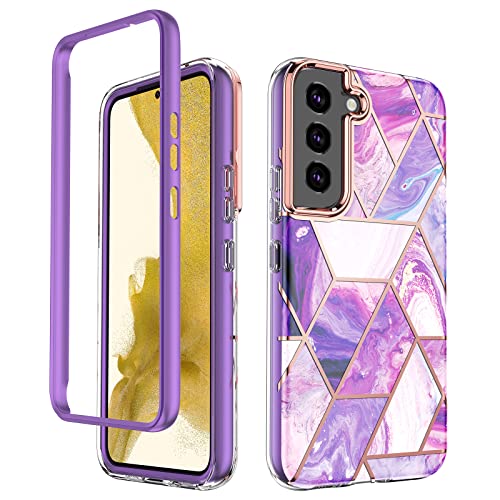 Coque Samsung S22 5G antichoc marbre violet housse fine protection accessoire portable S22