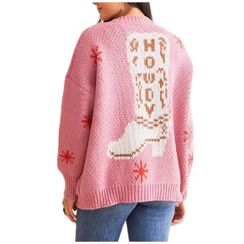 Women Lobster Knit Sweater Cardigan Long Sleeve Button Down Chunky Knit Sweater Y2k Graphic Fall Winter Knitwear