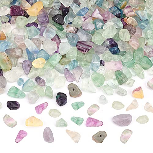OLYCRAFT 2 Strands Natural Chip Stone Beads 5~8mm Fluorite Beads Strand Chip Undyed Fluorite Irregular Gemstones for Bracelet Jewelry Making