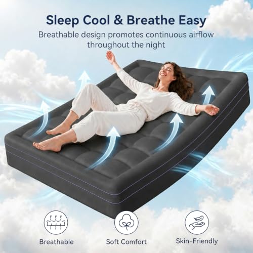 Image of ABENE 3 Inch Dual Layer Memory Foam Mattress Topper Twin, 2 Inch Memory Foam Plus 1 Inch Down Alternative Pillowtop Mattress Pad, with Bedside Pocket, Support for Back Pain (Twin, Gray)