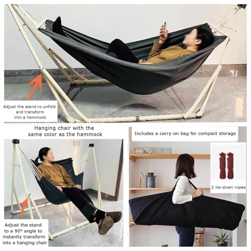 Soporte para hamaca, soporte portátil para cama de camping, soporta 150 kg, con silla colgante, ideal para viajes al aire libre y uso en el patio