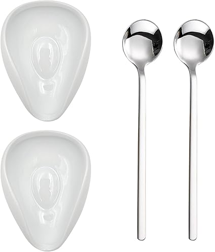 KWAGOCAR 4 piezas de soporte para cucharas de café y cuchara de café de cerámica, soporte para cucharas de café, soporte para agitadores de café,