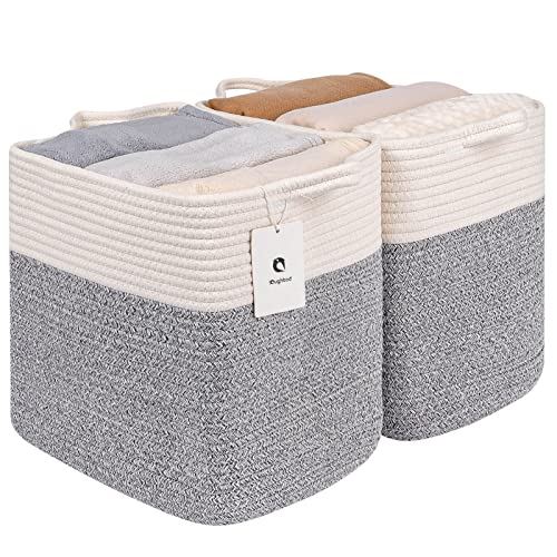 Image of Medium and Large Woven Basket//With Handle, Used for Toys and Fabric Storage Basket used for Storing xl Storage Box, Decorative Storage Box Room 2pack (14L12H Silver Gray, 14L*10W*12H)